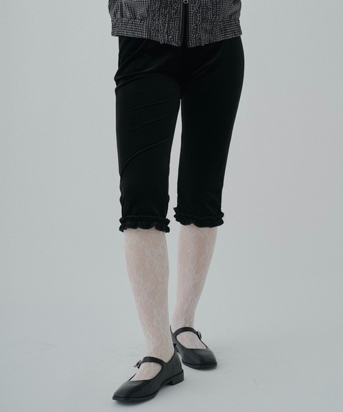 FEKETE（フェケテ） パンツ velour frill capri pants / ベロアフリル