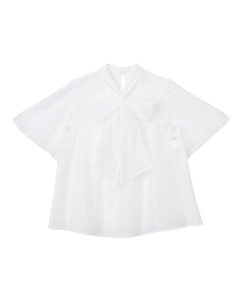 ANAYI（アナイ） ブラウス シャツ スパンオーガンジーボウタイ