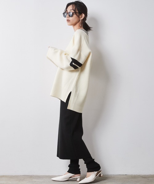 CHIC STYLE（シックスタイル） ニット セーター 袖ラインVネックニット