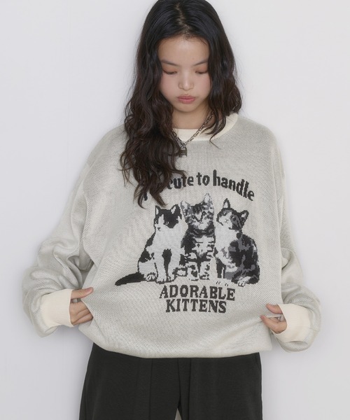 メ*3様 BONZO 手編み ニットセーター 黒 動物柄 WEB限定】アニマル総柄