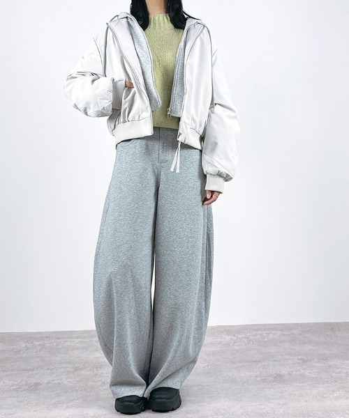 CLOTHY ma1 ma-1 「フーディ重ね着風デザインで抜け感」スウェット