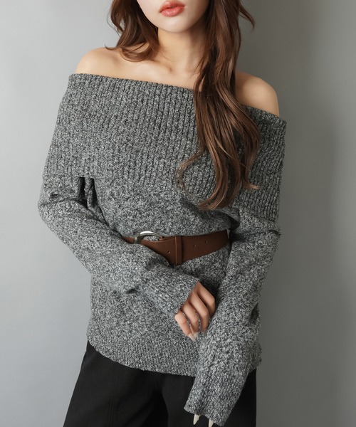SPINNS（スピンズ） ニット セーター ベルト付きオフショルニット