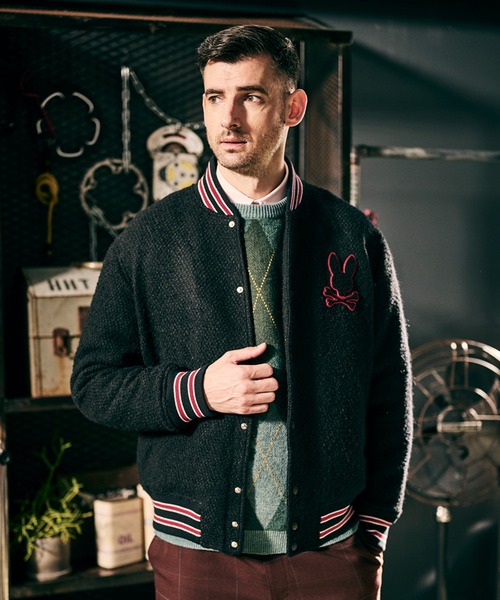 Psycho Bunny（サイコバニー） ma1 ma-1 ツイード バーシティ