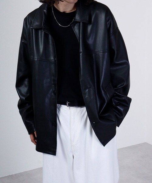 SUGGESTION 革ジャン ライダース Fake leather PU car coat / PUカー