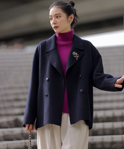 組曲（KUMIKYOKU） コート アウター ダブルブレストリバー コート