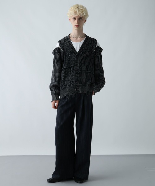 HARE（ハレ） カーディガン BIGダメージZIPカーディガン(HARE) メンズ