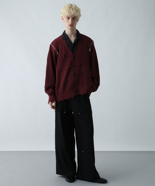 HARE（ハレ） カーディガン BIGダメージZIPカーディガン(HARE) メンズ