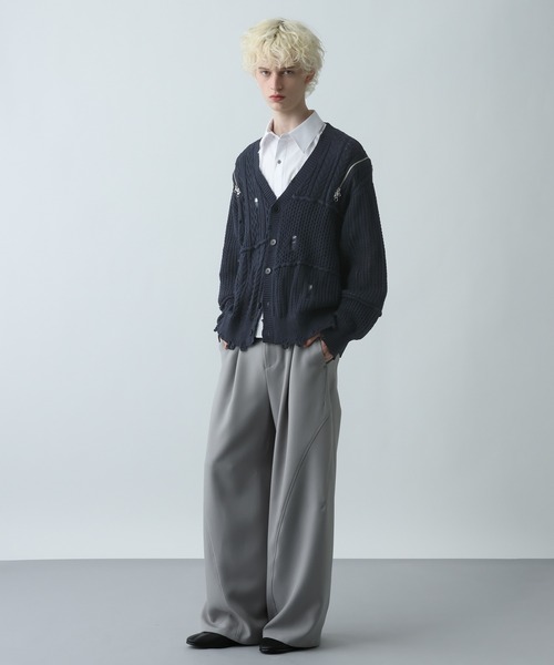 HARE（ハレ） カーディガン BIGダメージZIPカーディガン(HARE) メンズ