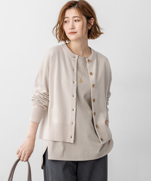 カーディガン 「見上愛さん着用/STORY掲載」ピュアカシミヤ クルー