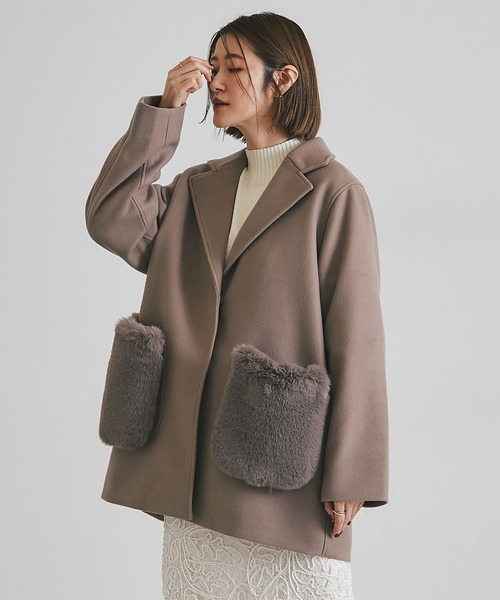 &. NOSTALGIA（ノスタルジア） コート アウター ウールライクポケット