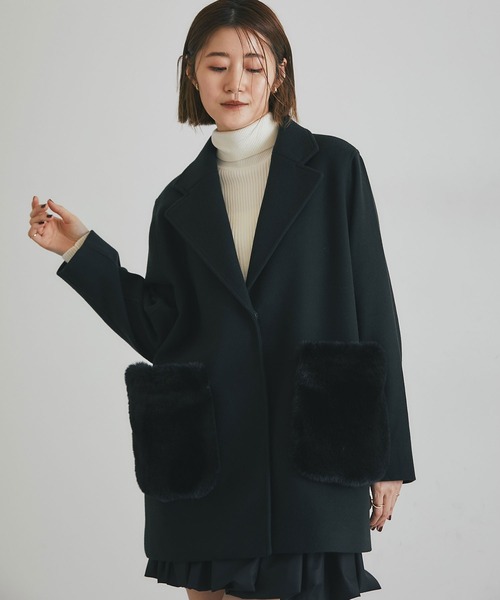 &. NOSTALGIA（ノスタルジア） コート アウター ウールライクポケット