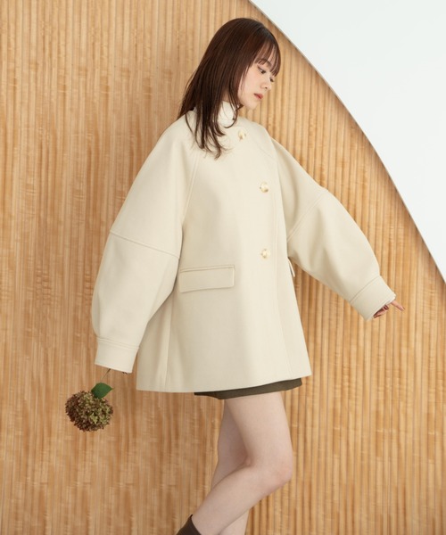 hinari（ヒナリ） コート アウター ウェーブデザインミドルコート