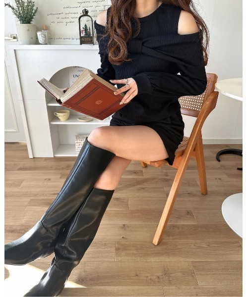 ブーツ インヒールワイドシャフトロングブーツ レディース : ZOZOTOWN