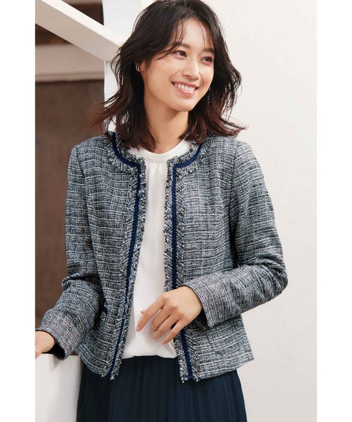 IEDIT（イディット） スーツ ジャケット 端正な印象の大人ツイード