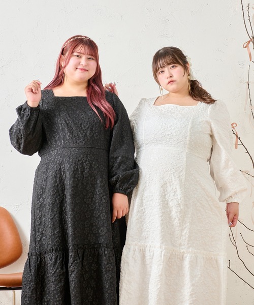 Louiosy（ルオシー） ワンピース 「大きいサイズ」フラワージャガード