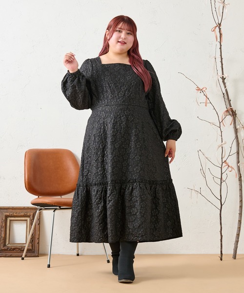 Louiosy（ルオシー） ワンピース 「大きいサイズ」フラワージャガード