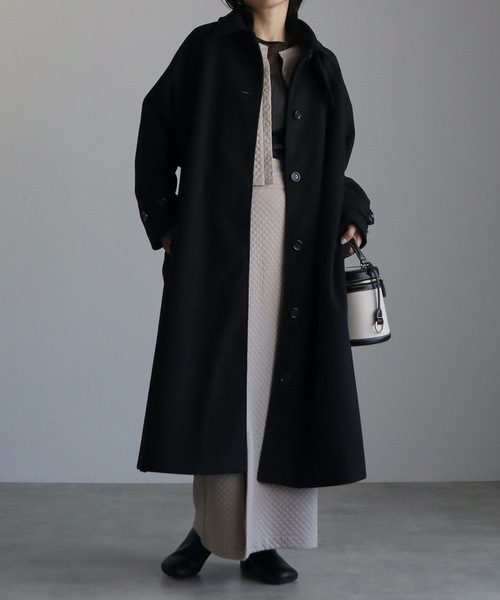 flaner ステンカラーコート LARGE ブラック レディース : ZOZOTOWN