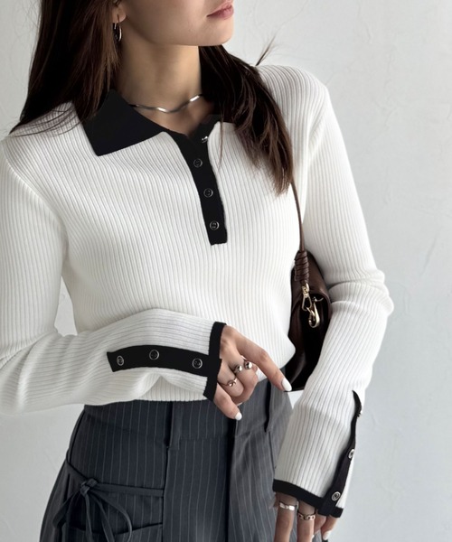 mily bilet ニット セーター 「mily bilet」トレンドの襟付きデザイン