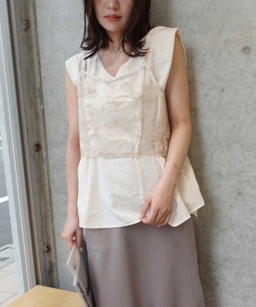 CORNERS（コーナーズ） キャミソール チュール花柄刺繍ビスチェ