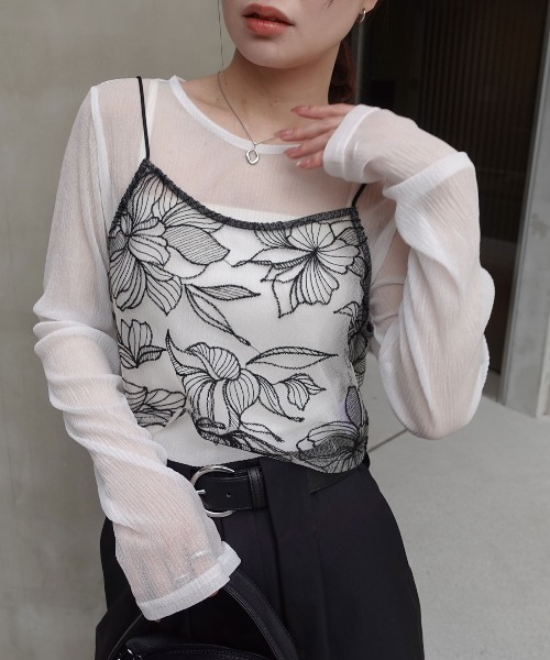 CORNERS（コーナーズ） キャミソール チュール花柄刺繍ビスチェ