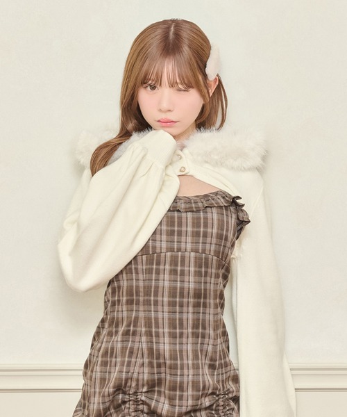 apres jour（アプレジュール） パーカー ファー付きショートニット