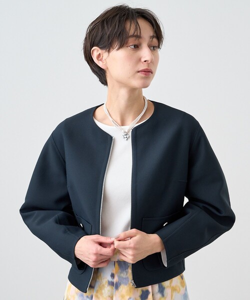 ANAYI（アナイ） ジャケット ノーカラージャケット パールグログラン