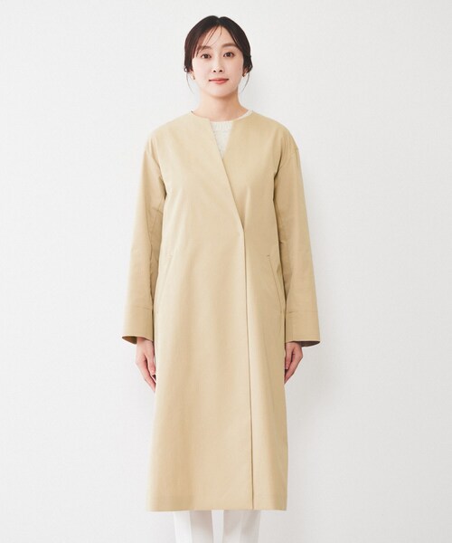 UNTITLED（アンタイトル） ノーカラーコート コート 「撥水」コットン