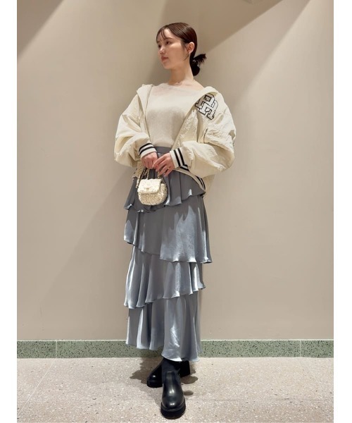 SNIDEL（スナイデル） スカート サテンナローティアードスカート