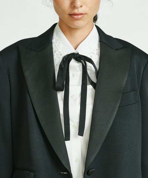 Sov. ジャケット テーラードジャケット サテンラペルタキシード