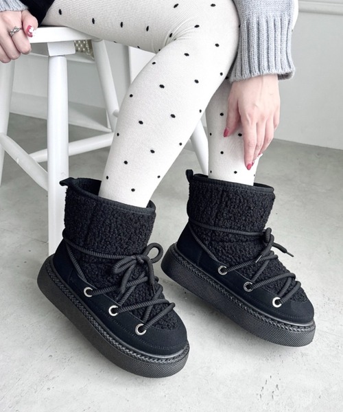 Loueme ブーツ レースアップボアムートンブーツ レディース : ZOZOTOWN