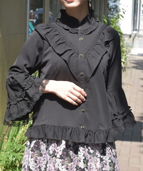 axes femme（アクシーズ ファム） ブラウス シャツ 姫袖風フレア袖