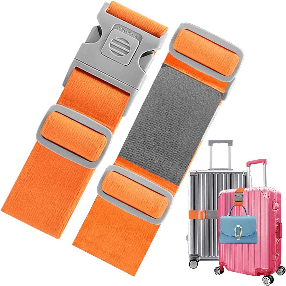 ZINZ 2 PCS High Elastic Suitcase Belt Luggage Straps with Anti