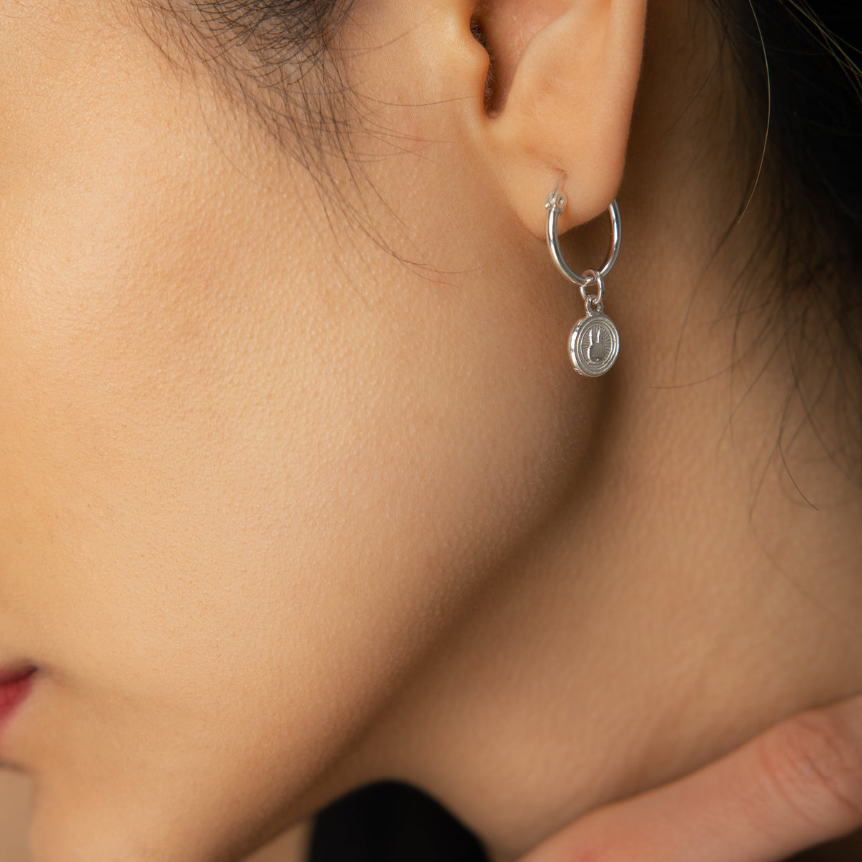 Miffy Mini Coin Hoop Earrings Sterling by Licensed to Charm