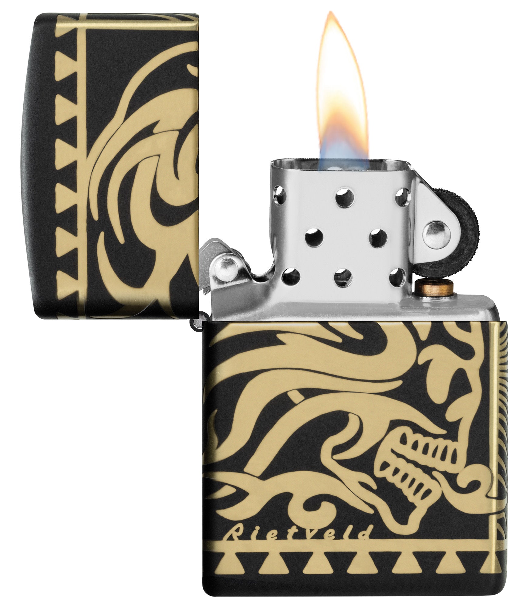 Rietveld Tribal Skull Design Black Matte Windproof Lighter – Zippo USA