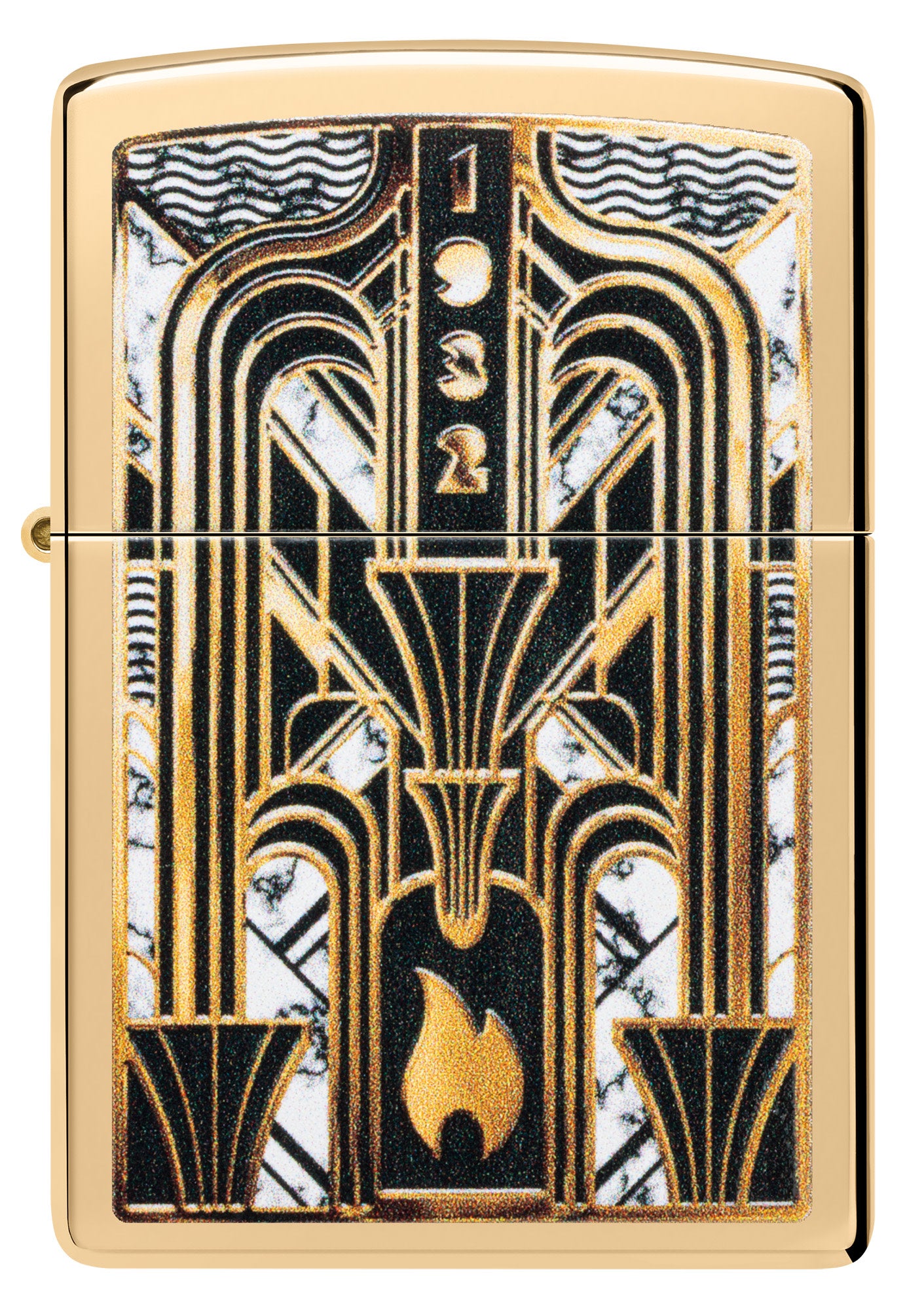 Zippo Art Deco Flame Design High Polish Brass Windproof Lighter