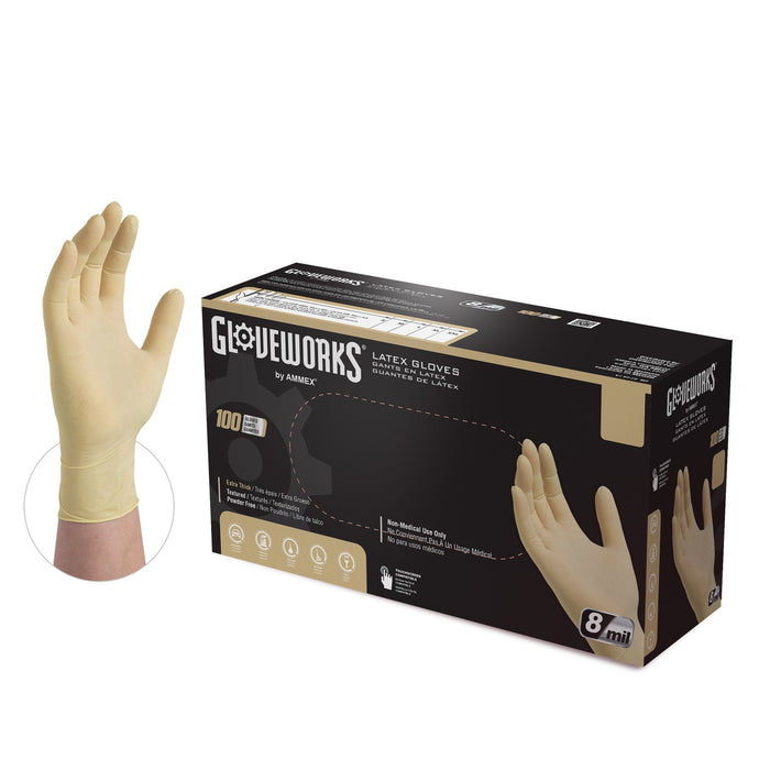 GLOVEWORKS HD 8-Mil Ivory Industrial Latex Disposable Gloves — Zoomget