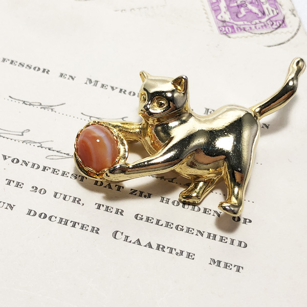 ヴィンテージジュエリー 猫ブローチ|ACTON ANTIQUES英国アンティーク