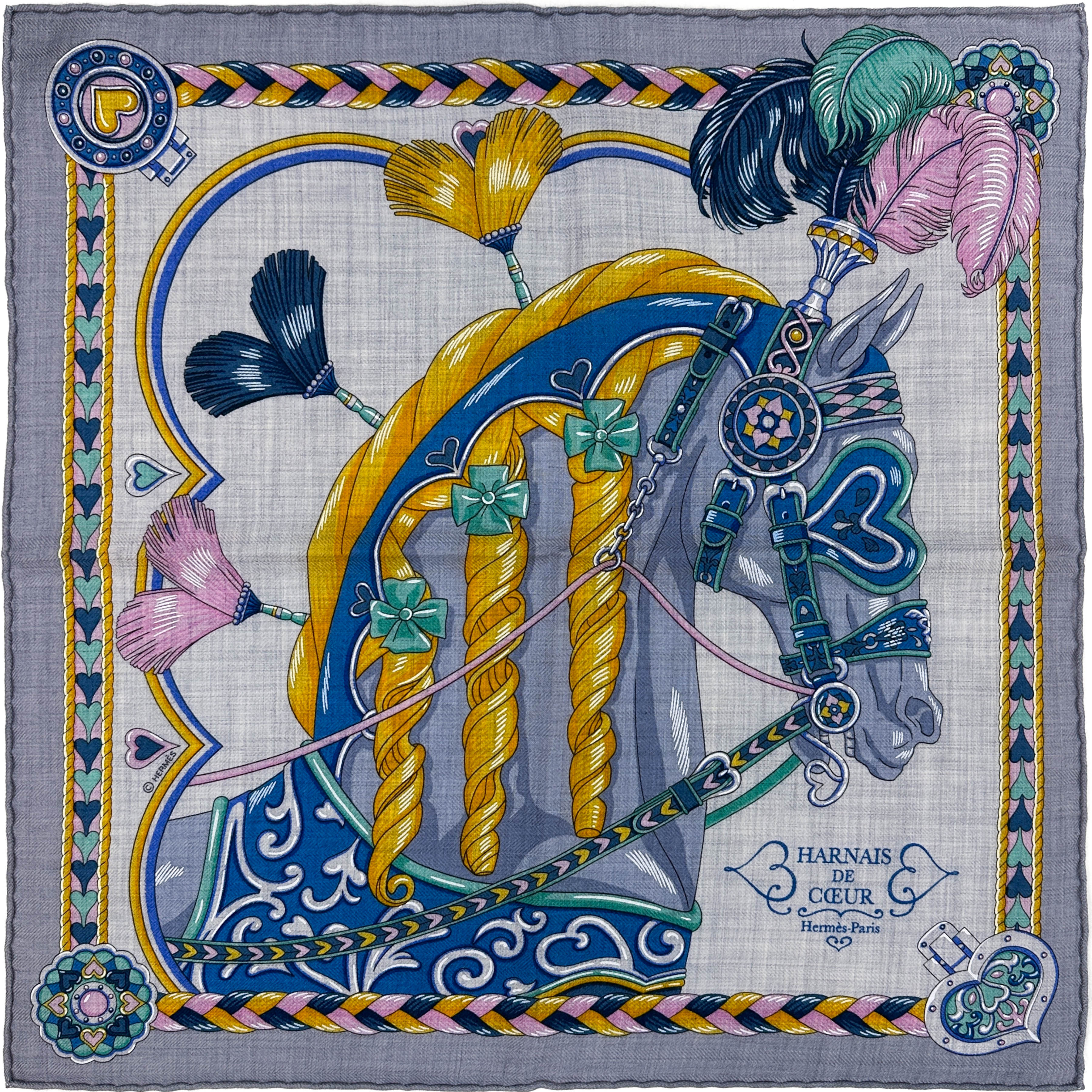 Hermès Harnais de Coeur Cashmere Silk 45