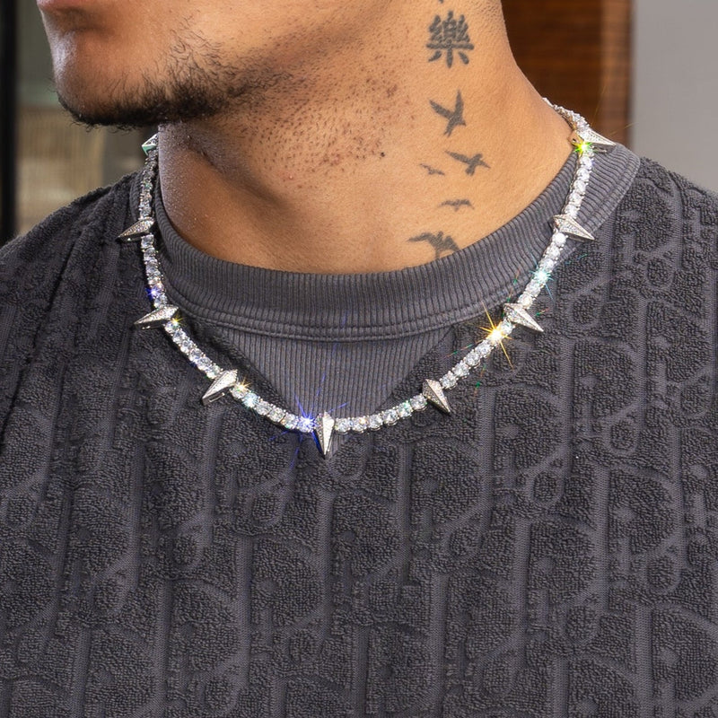 5mm PAVE SPIKE TENNIS CHAIN - WHITE GOLD – Adamans