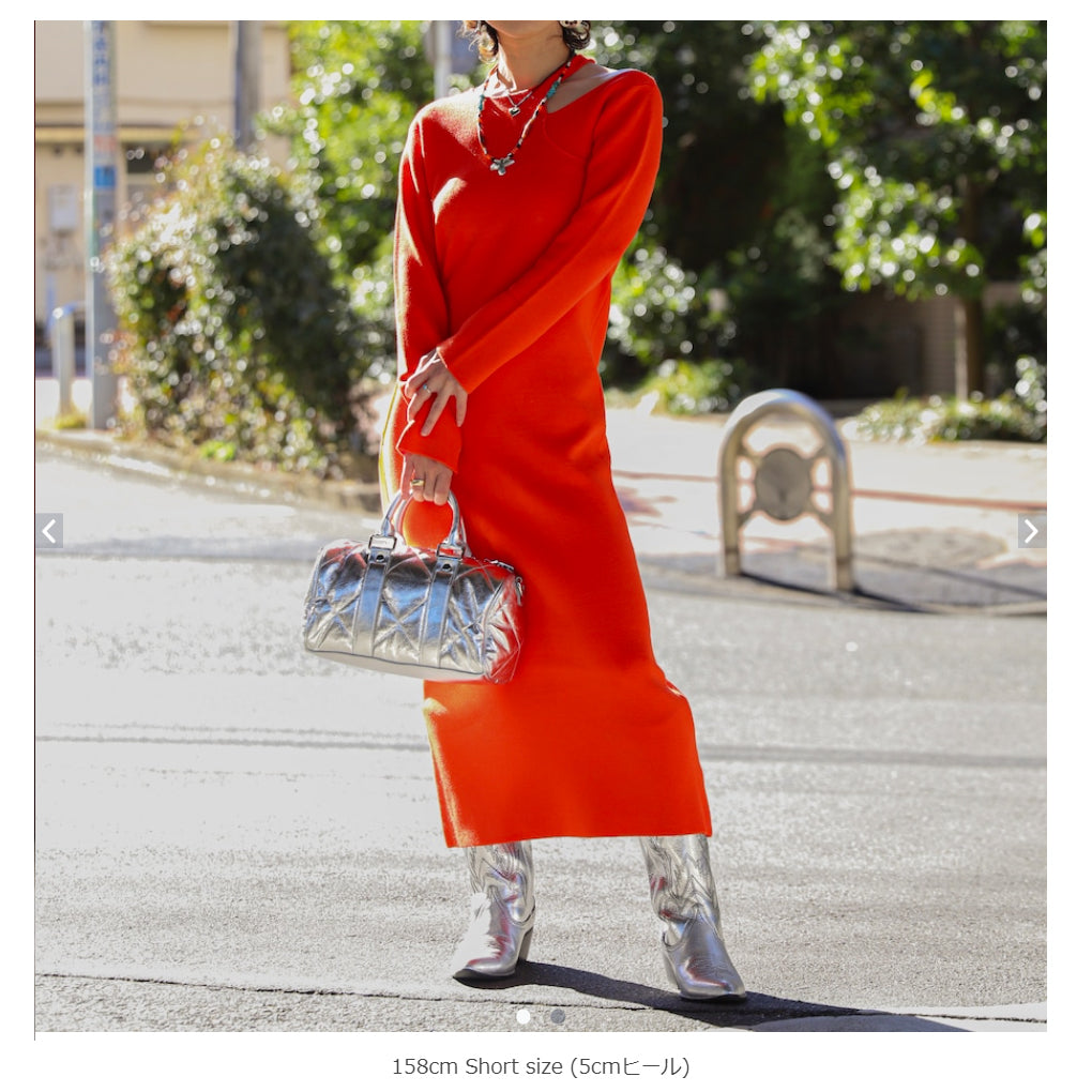 Art Knit Dress | Color:Black / Valencia Orange【AMBERGLEAM_