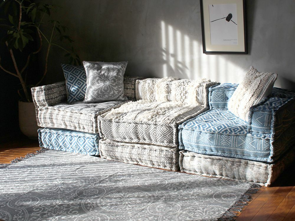 クーポン対象】ブロック マルチ ソファ コーナー ノス ブルー - a