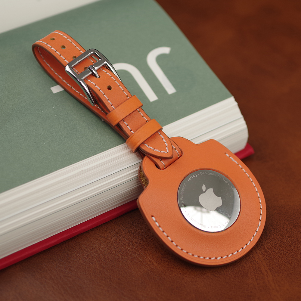 For Apple Airtag Case Leather Keychain Protective Key Ring Tracker