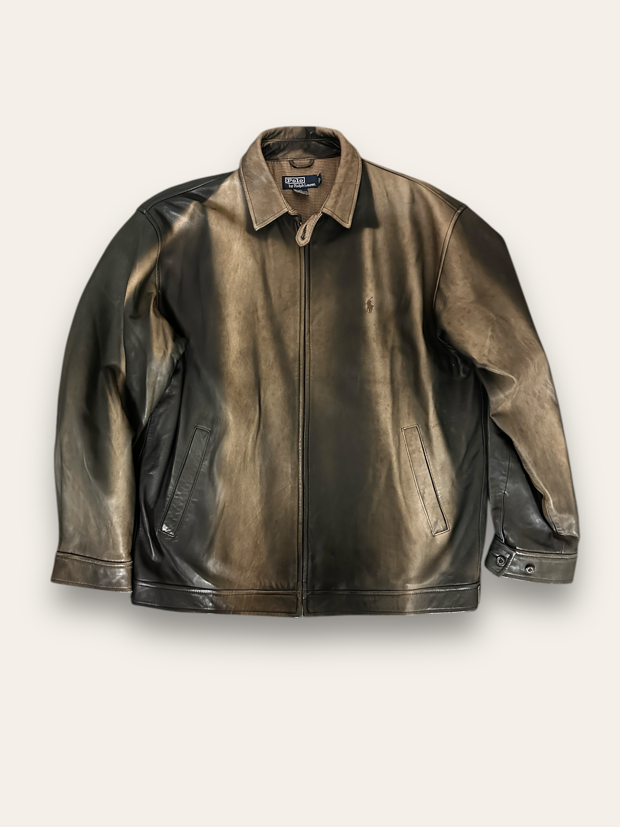 Vintage 1990's Sun Faded Ralph Lauren Polo Leather Jacket