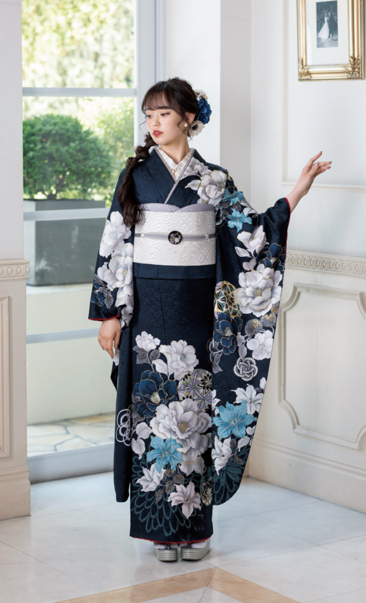 成人式振袖 s609（紺色・クール系）｜振袖専門店あかね(石川県小松市