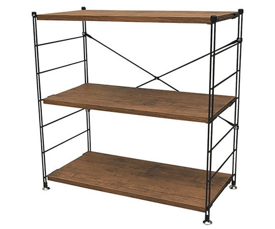 おしゃれ木製棚板 ワイヤーラック 3段 アンティークブラウン(木目) MWS