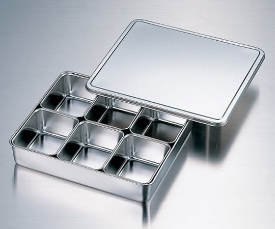 1-4533-03 ステンレスバット蓋付き 普及型 （仲子6ツ入） 137×106×61mm