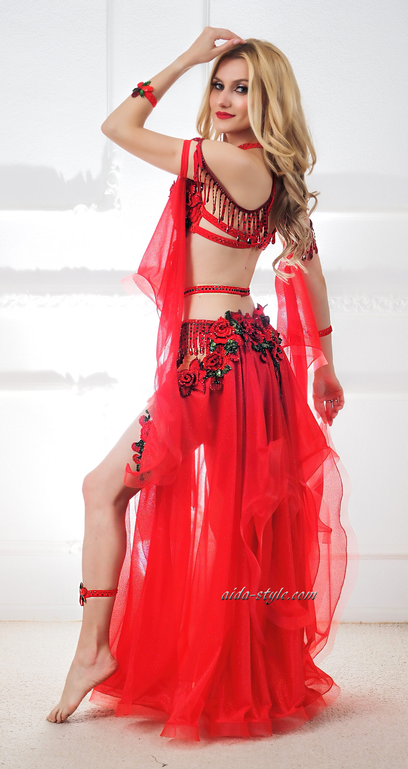 Belly Dance Costume Red - Aida Style