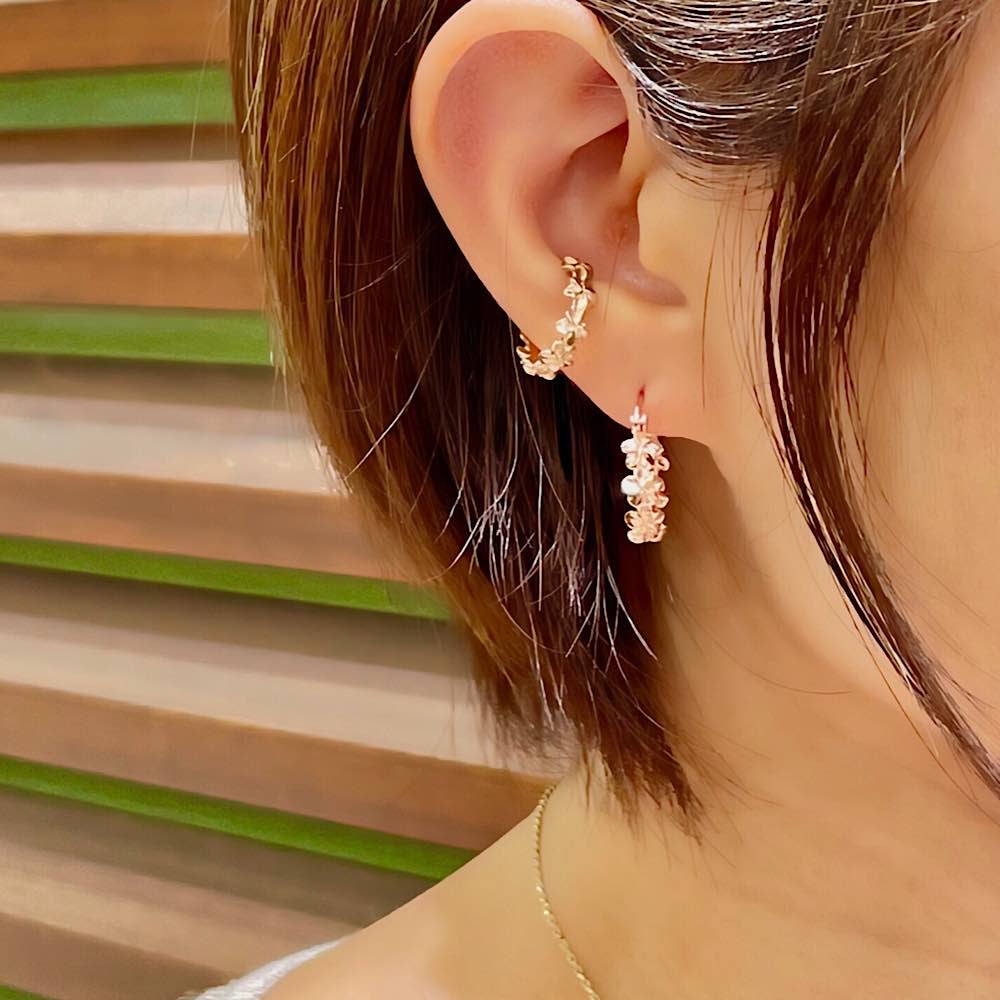 ハワイアンジュエリー プルメリアフープピアス