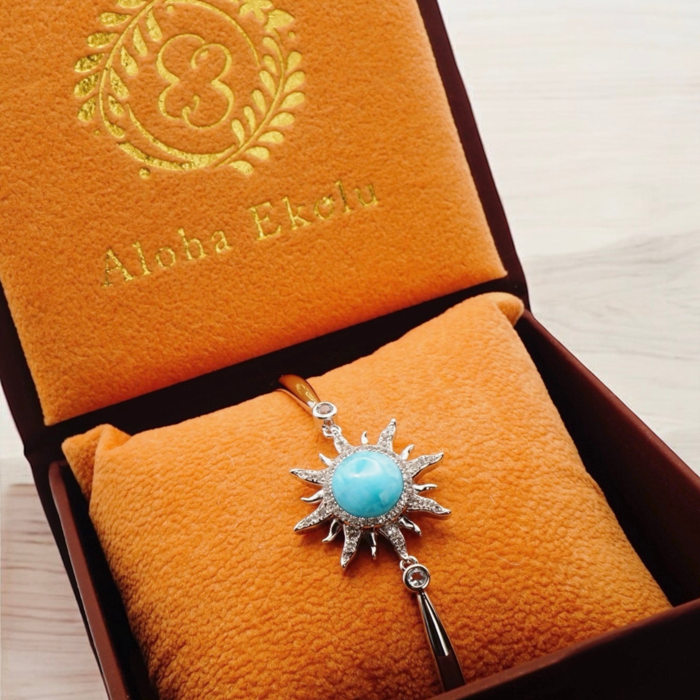 ラリマー太陽パヴェCZブレスレット 【5-1743】