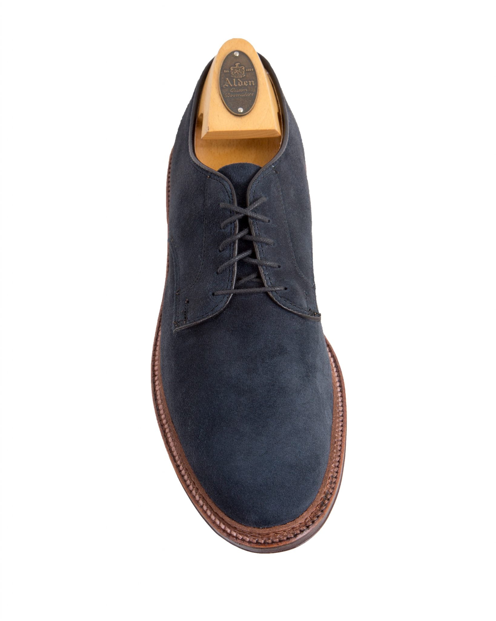 29331F - Unlined Plain Toe Blucher Blue Suede – ALDEN SHOES